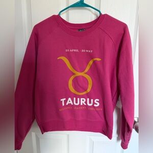 Anthropologie Fuchsia and Gold Taurus Sweater